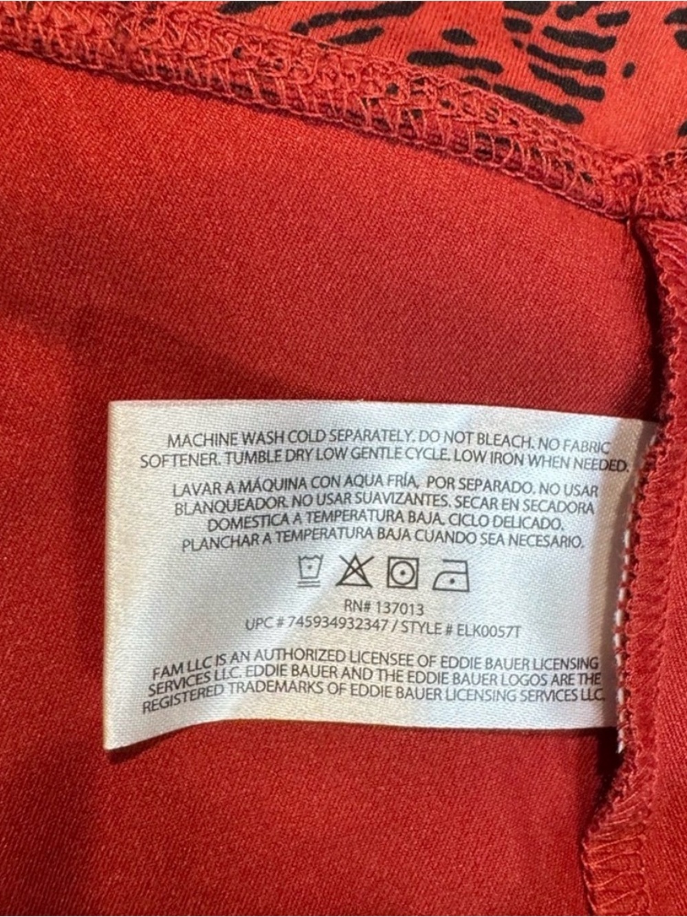 Eddie Bauer Kacey Pull On Skirt Cinnabar Imprint Size XL Orange Black New - Picture 9 of 9